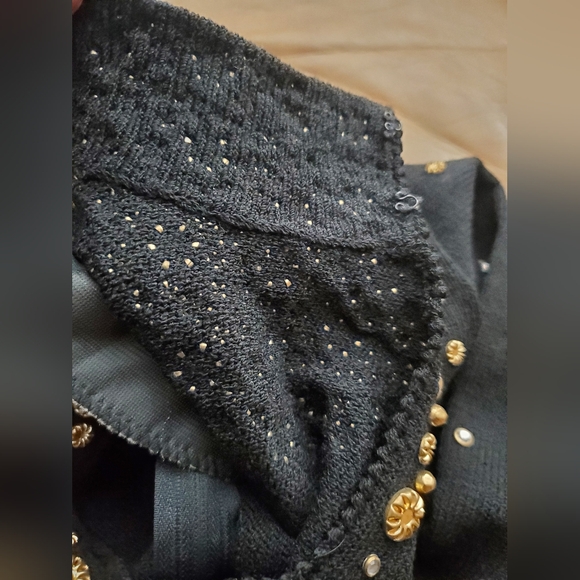 Vintage 80s Black Sweater Dress with Very Heavy beads!! Embellished - Picture 7 of 7